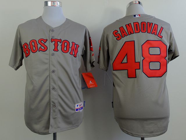 Men Boston Red Sox #48 Sandoval Grey MLB Jerseys->boston red sox->MLB Jersey